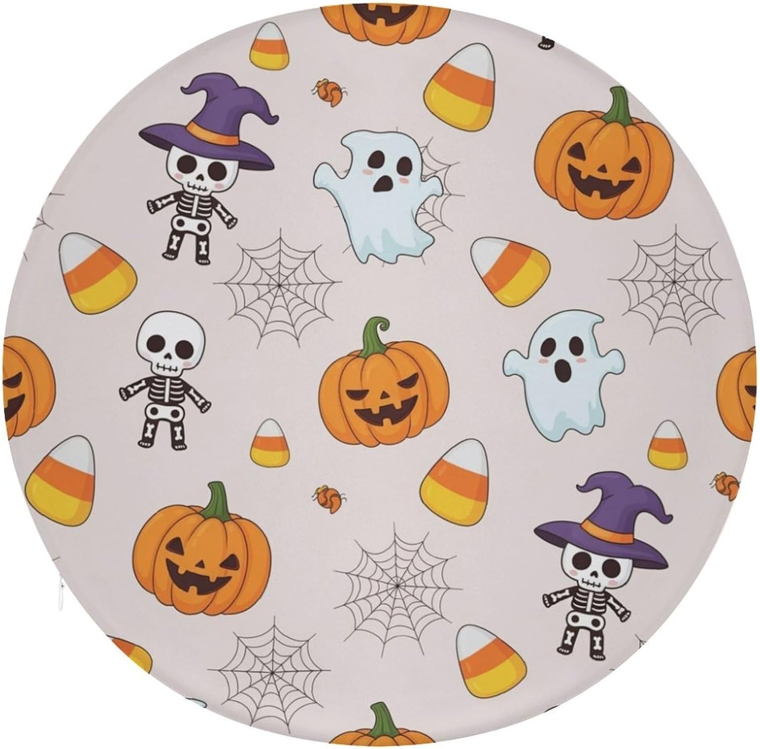 Round Chair Pads Halloween Themed Characters Reversible Washable Chair Cushions Memory Foam Seat Cushion with Zipper for Seating Patio Kitchen Home Outdoor Seat Pads 15.35in
