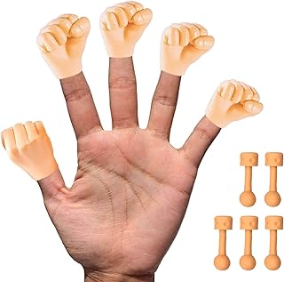 Tiny Finger Hands FIST 5 Pack - Little Finger Puppets, Mini Rubber Fist Hand, Miniature Small Hand Puppet Prank from Tiktok - 5 Pack of Fist