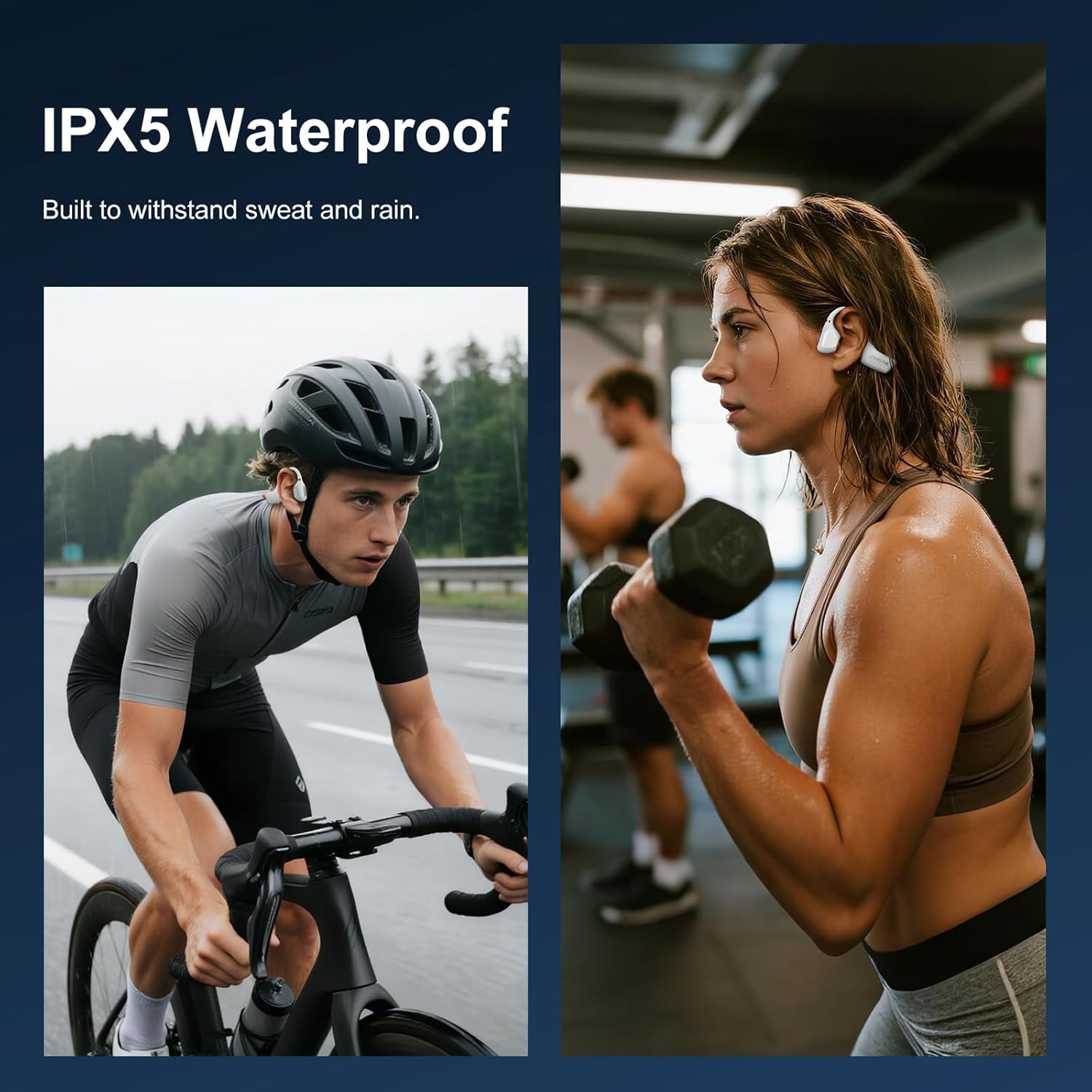 Open Ear Headphones, Running Headphones Bluetooth 5.4 with Built-in Mic, Bluetooth Headphone 14H Battery & IPX5 Waterproof, Sports Headphones for Running, Cycling, Walking-White