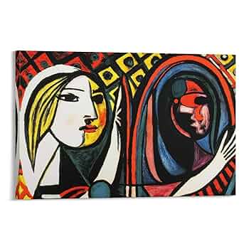 ピカソ　鏡の前の若い娘　絵画　抽象画　ア-ト　インテリア　大型豪華額縁　ポスター ピカソ 鏡の前の若い娘 絵画 抽象画 ア-ト インテリア 大型豪華