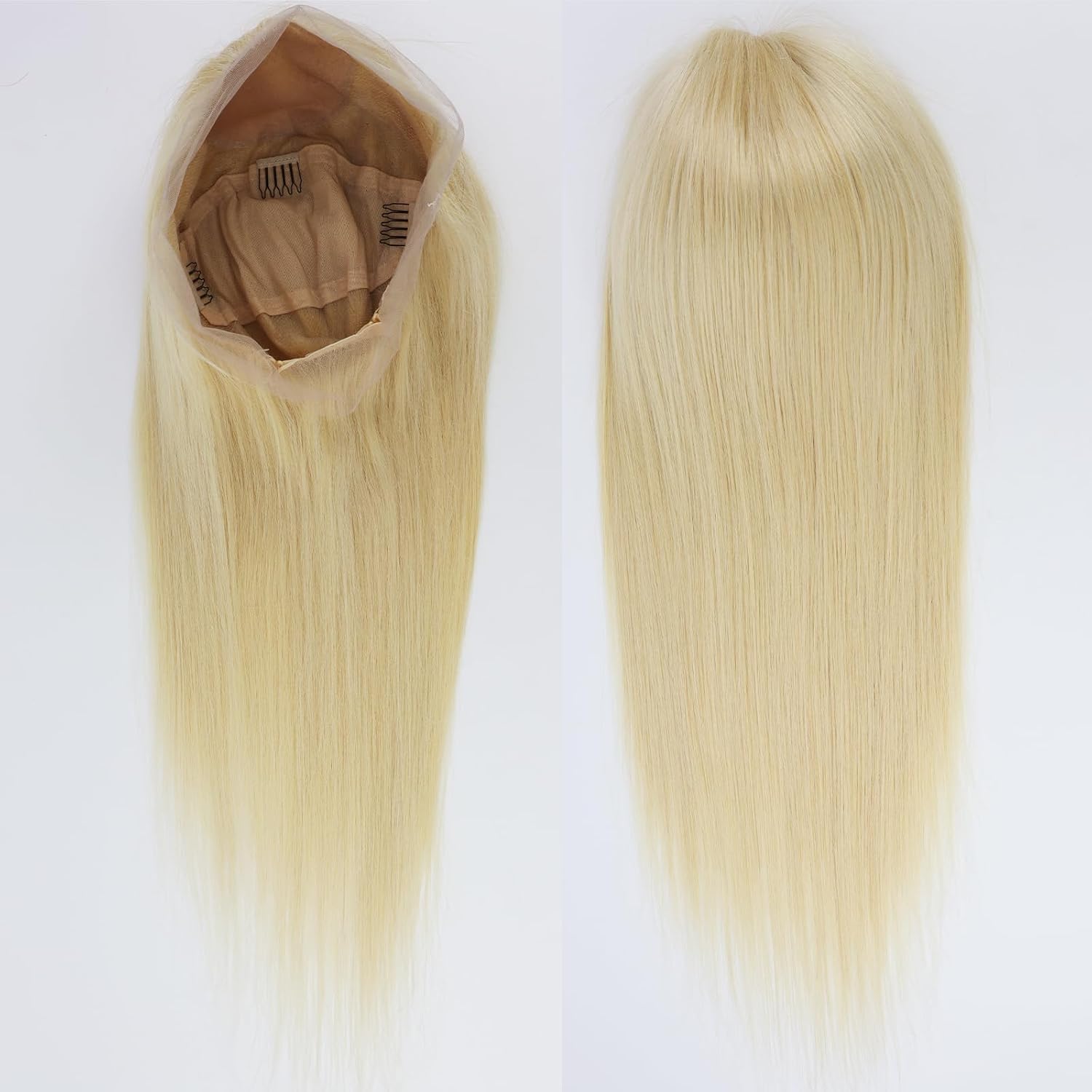 #613 Light Blonde Human Hair Wig Silk Top Full Lace Remy Hair Glueless Invisible Lace Pre Plucked Bleached Knots For Women (Light Blonde, 26inch)