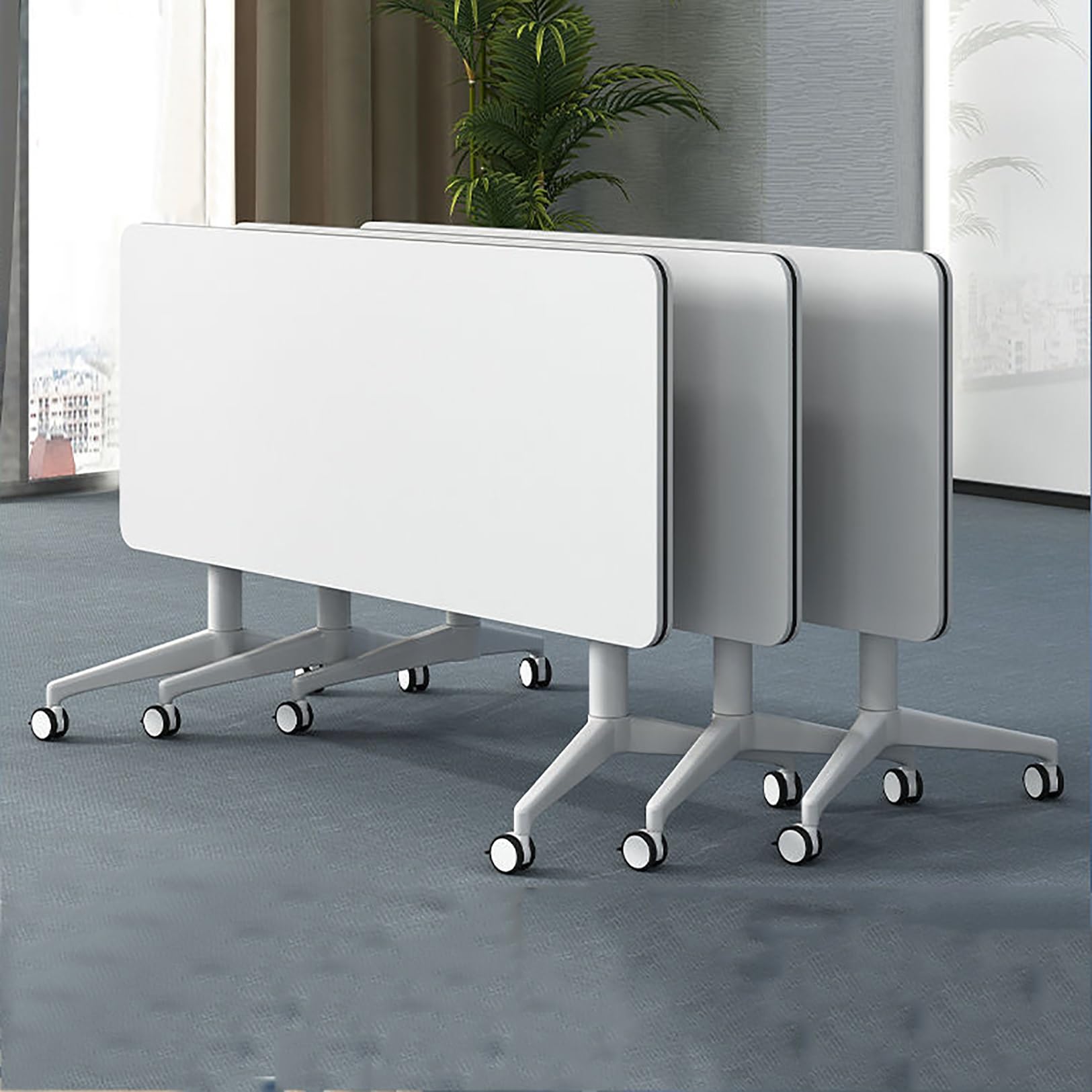 Tavoli for sala conferenze con flip top da 3 pezzi Tavolo mobile seminari riunioni allenamento home office Classr,Tavoli da conferenza(140x60x75cm)