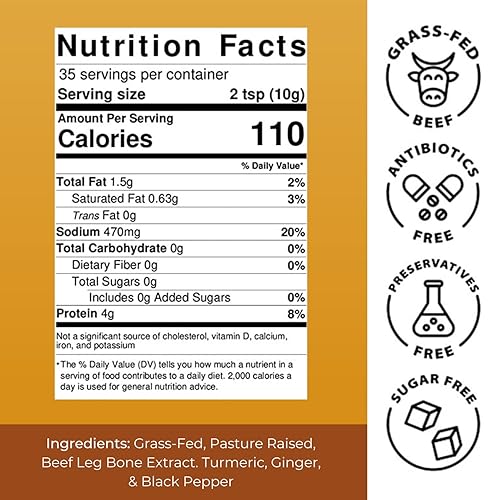 Miniatura 3 de Caldo de huesos de ternera concentrado sabor cúrcuma - Hecho de ganado australiano alimentado con pasto - lleno de proteínas y colágeno  35