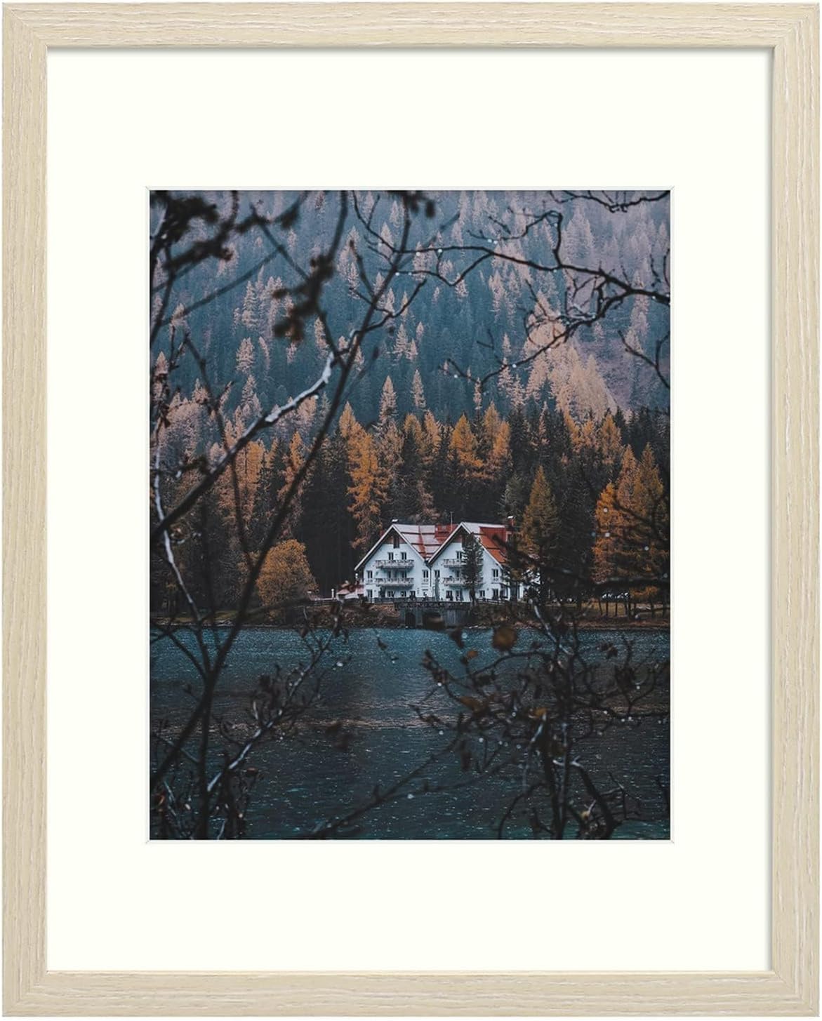 Frametory, 11x14 Picture Frame with Mat for 8x10 Photo - Country Rustic Style - High Definition Glass Wide Molding - Preinstalled Wall Mounting Hardware (Rustic Beige, 1 Pack) 11x14 (1 Pack) Rustic-beige