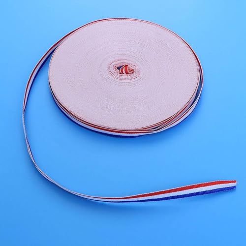 Miniatura 8 de EXCEART Cinta de poliéster de doble cara con rayas coloridas para manualidades paquete de regalo 04in 1640ftrollo rojo blanco y azul