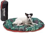 Furhaven Grand lit de chien Pup Voyage tapis d'oreiller avec/Stuff Sack, lavable - Paprika/Camo-Paw, grande taille