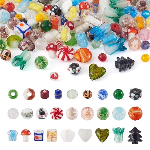 Craftdady 200 pcs Mixed Shapes & Colors Lampwork Glass Beads Loose Beads Fit Most Major Charm Bracelets, 4-20x4-20mm, Hole: 1-2.5mm - Mixed Color*2