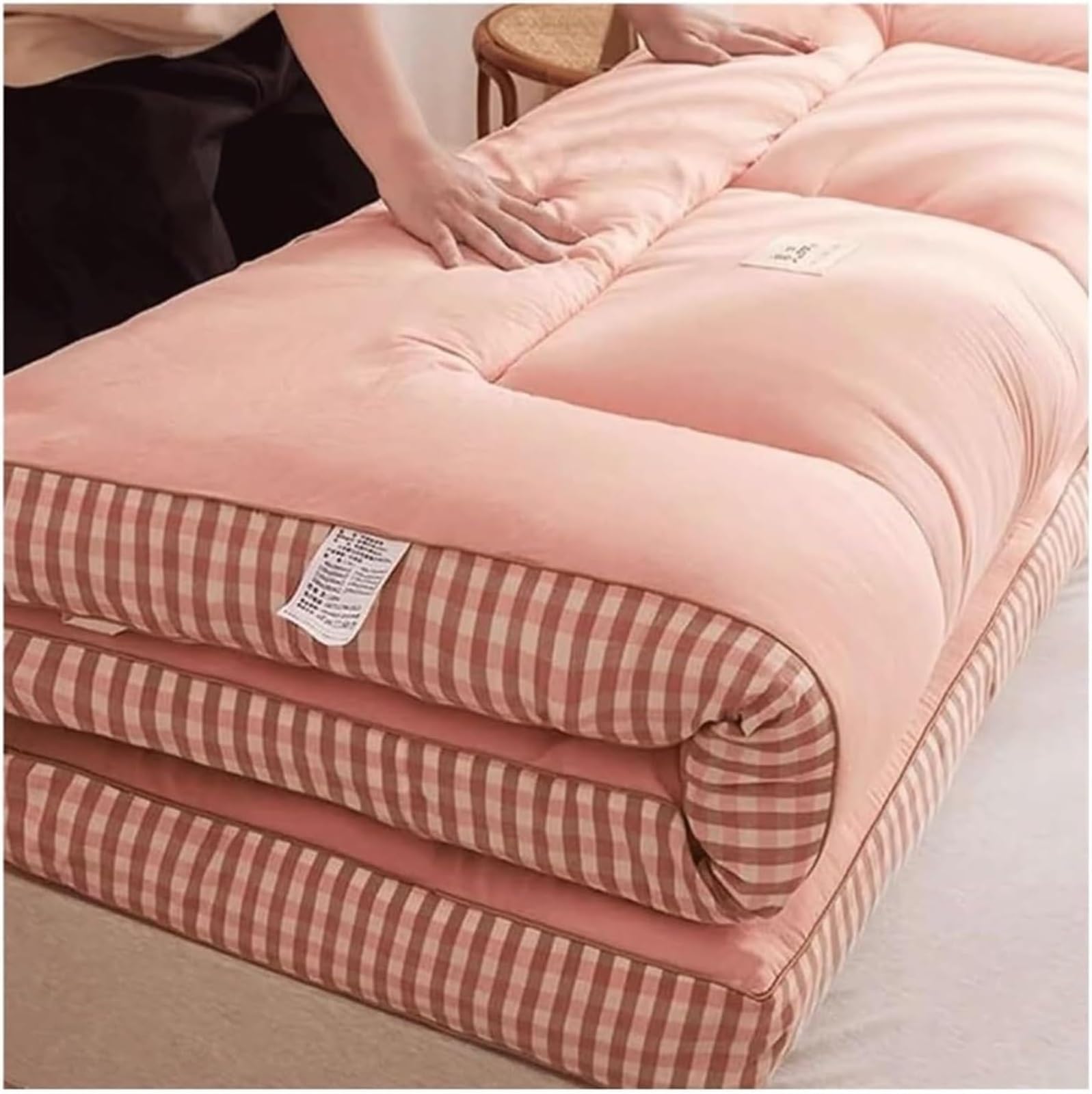 Traditionele Japanse Floor Futon Matras Opvouwbare en Roll Up Tatami Mat voor Thais Massage Bed Twin Size (90x200cm) Witte Kleur