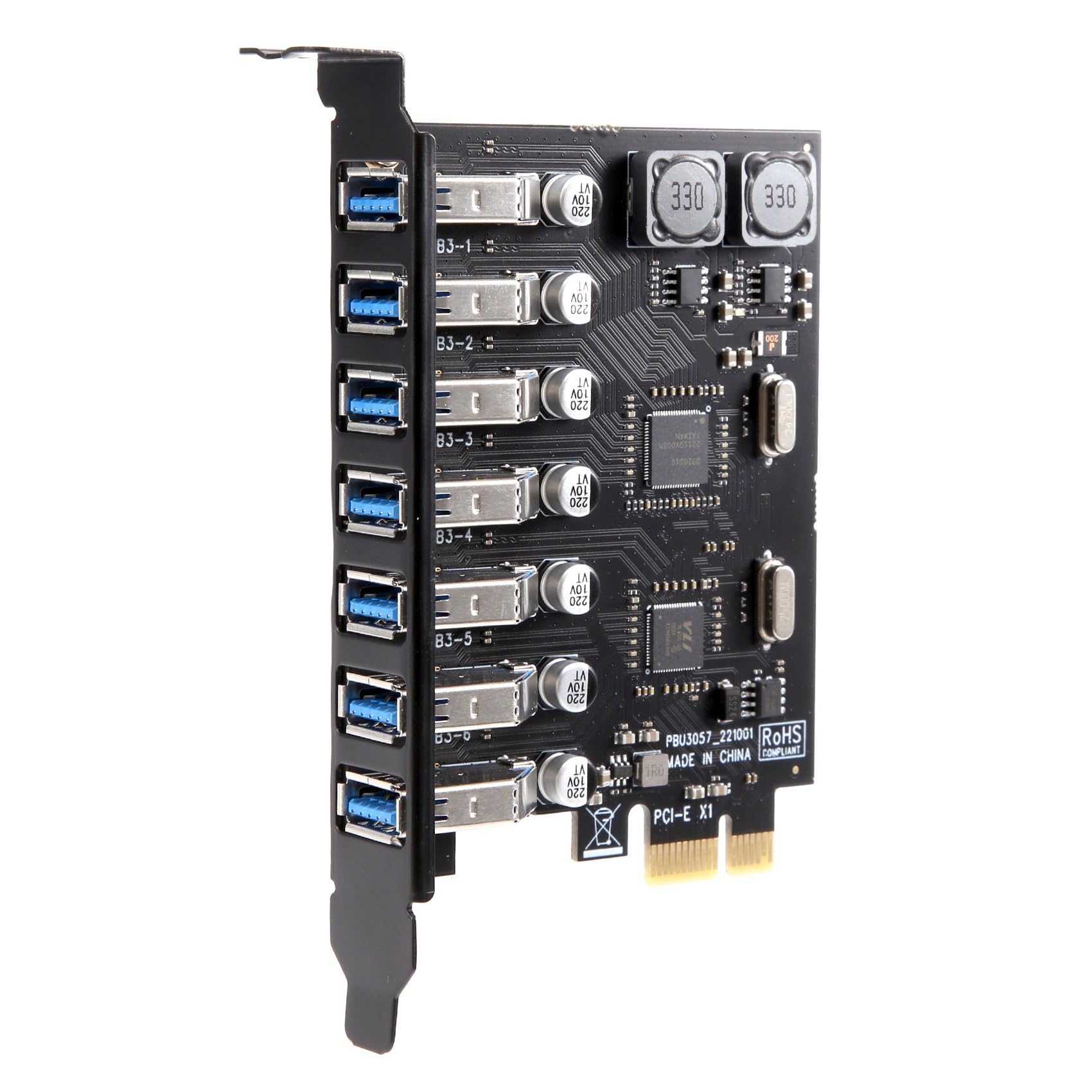 Dpofirs Scheda di Espansione da PCI E a USB 3.0 a 7 Porte, Scheda Aggiuntiva USB PCI Express, Scheda di Espansione PCI Express Convertitore Interno per XP 7 8 8.1 10