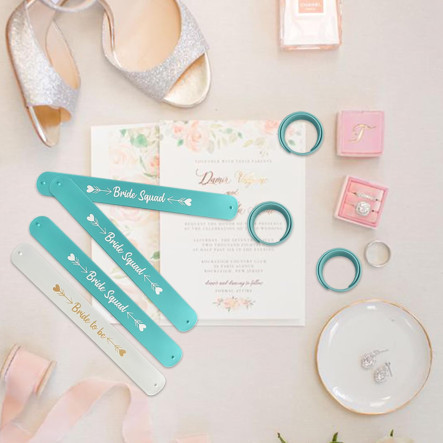 PartyGifts&beyond Bachelorette Party Favors 10 Pcs Bachelorette Bracelets Bridesmaid Gifts Bride Squad Snap Silicone Wristbands for Bridal Shower Wedding Gifts
