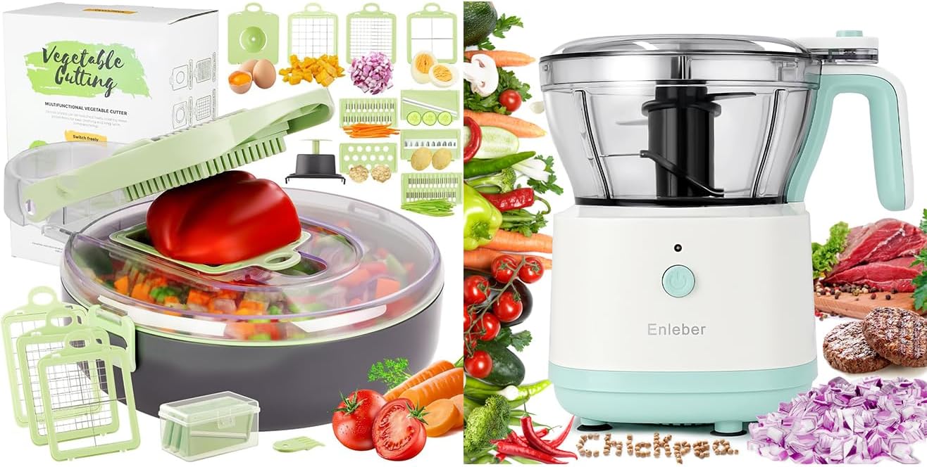Food Processor Electric Food Chopper Vegetable Chopper Slicer Chopp, Slice, Mince, Grind, and Puree, Onion Chopper, Kitchen Vegetable Slicer Dicer Cutter for Baby Food & Family Use