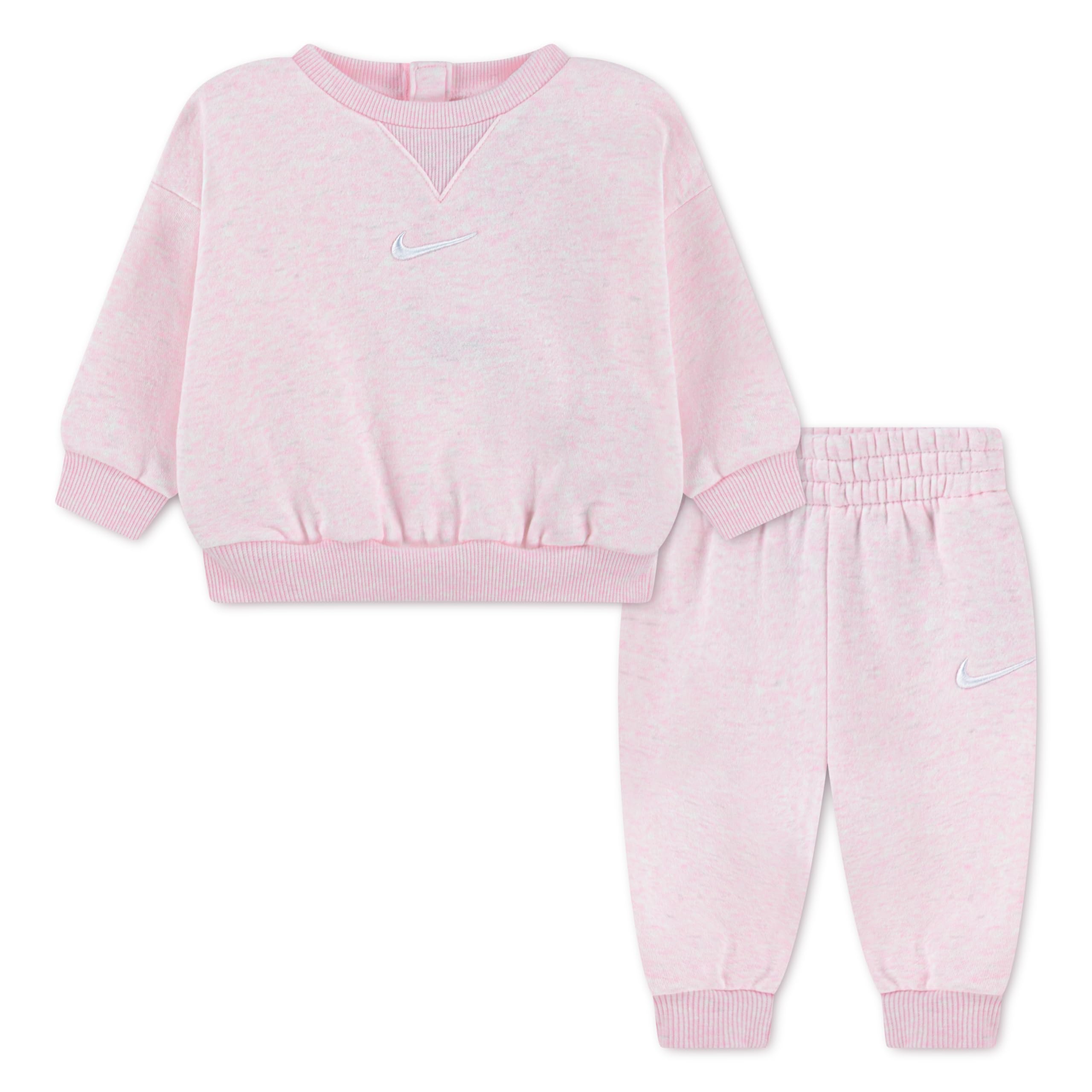 Nike Baby Essential Fleece Crew Set, Pink Foam Heather, 0/3 Months