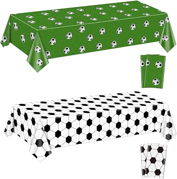 4Pcs Soccer Tablecloths, Soccer Pattern Party Table Cover, Rectangular Grass Tablecloths for Kids Soccer Theme Fan Sports Event Game Day Soccer Birthday Party Supplies, 51 x 86.6 Inch