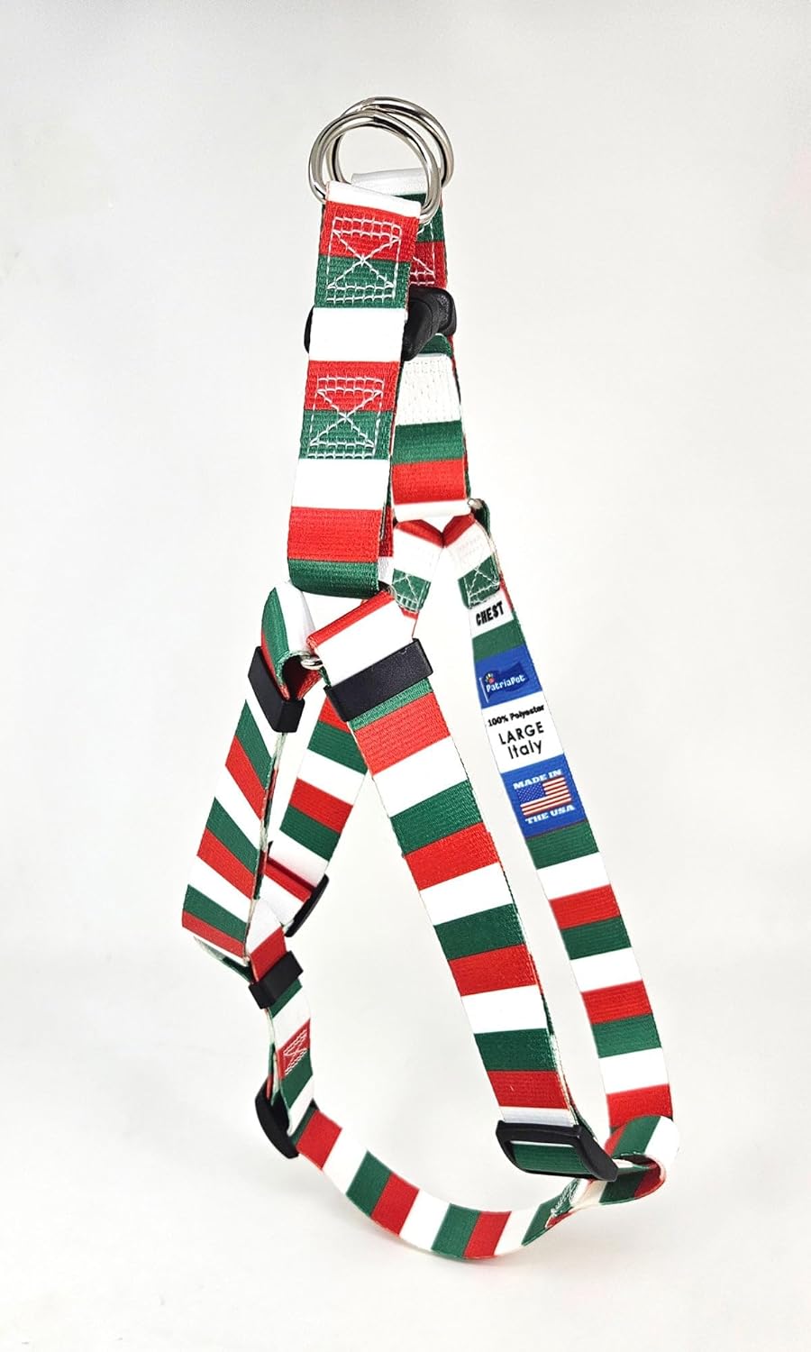 Step in Dog Harness | Italy Flag | Adjustable at Three Points | 100% Polyester | Italian Pride | USA Made