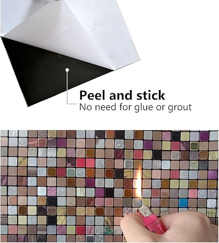 Miniatura 4 de XUANINY Azulejos de protección contra salpicaduras para cocina, baño, chimenea, mosaico de aluminio metálico autoadhesivo (11.81 x 11.81 pulgadas)