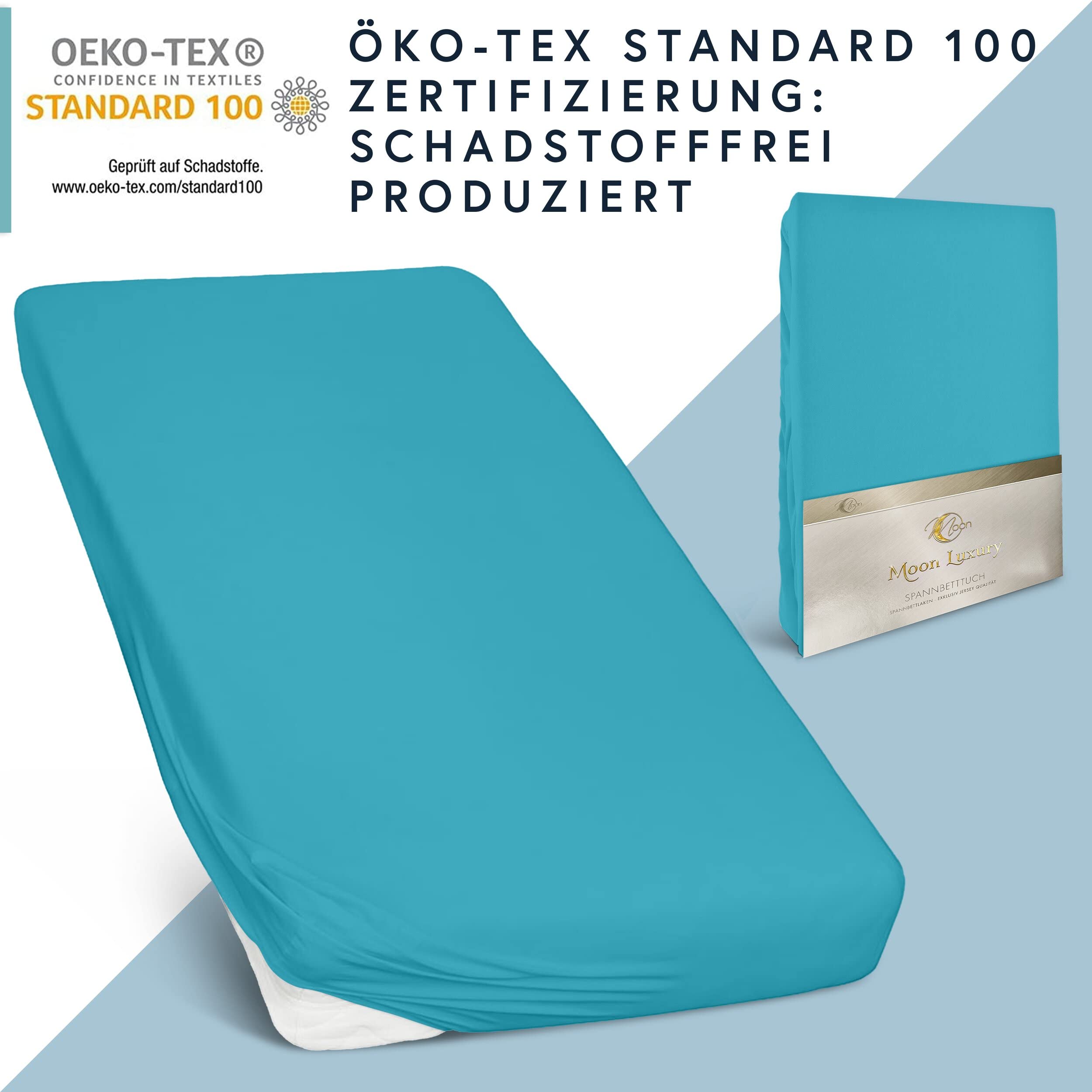 Moon - Luksusowe prześcieradło z gumką Jersey Stretch 230 g/m² do łóżek wodnych, łóżek kontynentalnych i tradycyjnych materacy (petrol, 200 x 220 – 220 x 240)