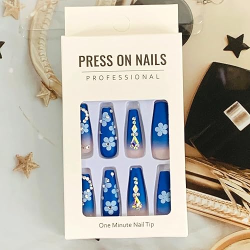 Miniatura 6 de Uñas postizas de bailarina a presión de larga duración, 24 uñas postizas reutilizables de cobertura completa con pestañas adhesivas, uñas postizas