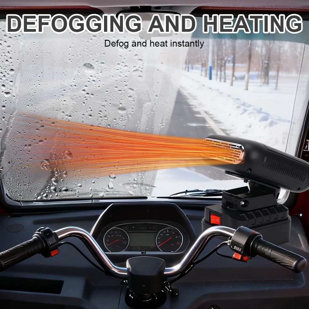 Akku Heizung, Akku Heizlüfter, Auto Heizung mit akku, 90 ° Flip, 2XUSB Tragbarer Raumheizung Kompatibel mit BL1830 BL1850 BL1840 BL1845 BL1815 BL1820 BL1860B