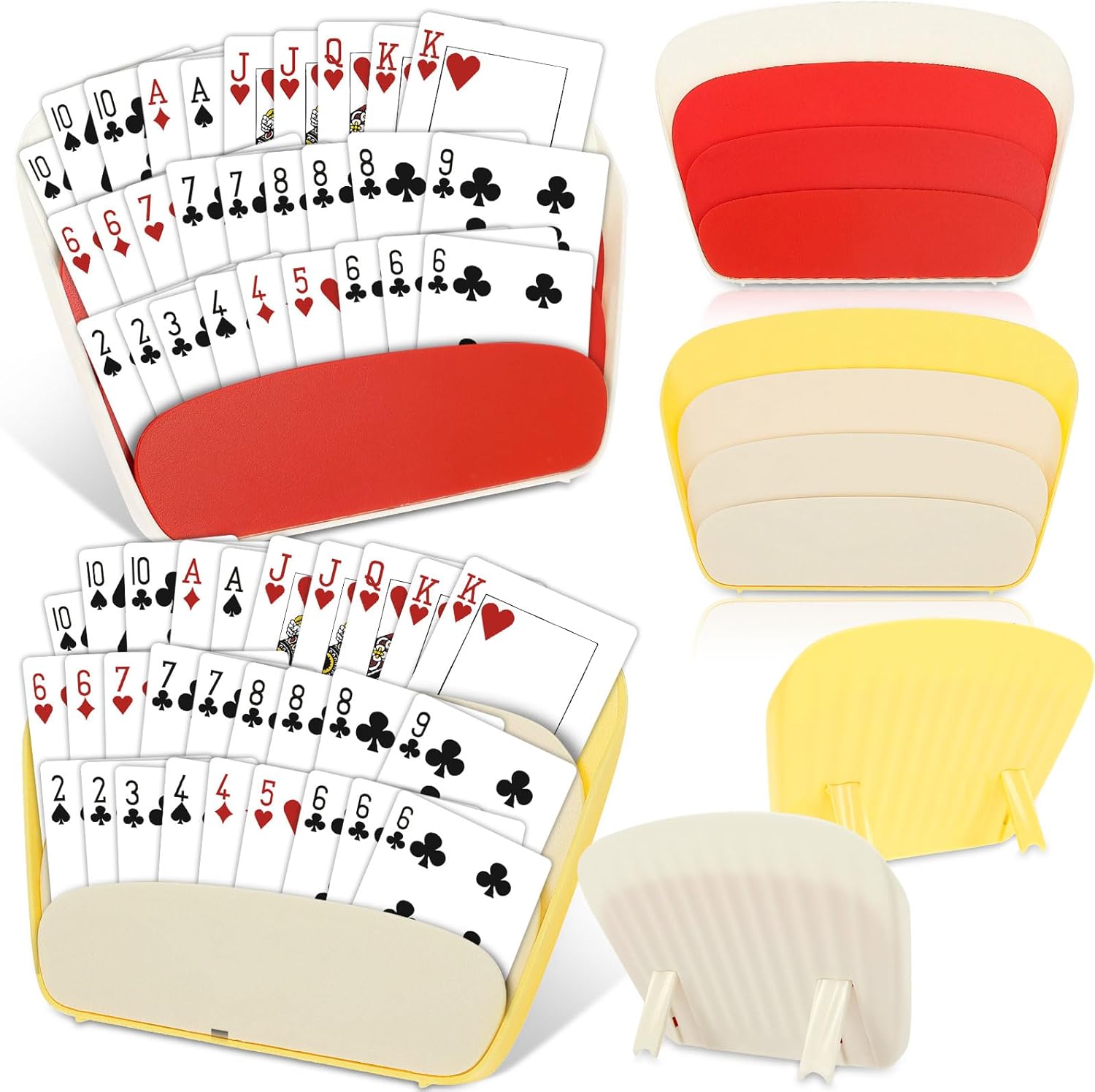6Pcs Playing Cards Holders, Plastic 3 Layers Storage Game Deck Tray, Free Hands Deck Holders, Standable Tabletop Stand, Hands Cards Tray for Poker Parties Adults