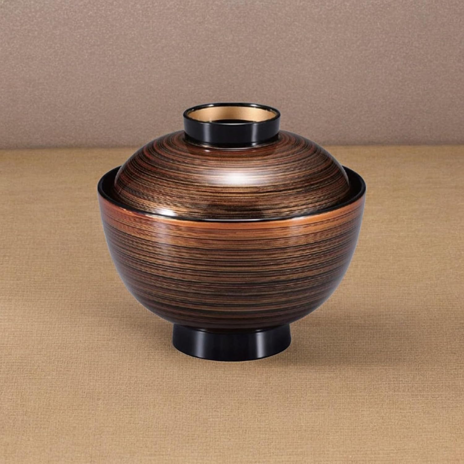 J-kitchens Miso Soup, Japanese Echizen Bowl, Tea Gold Brush Tea Base Plate, 4.3 x 3.9 inches (11.1 x 10 cm), Made in Japan