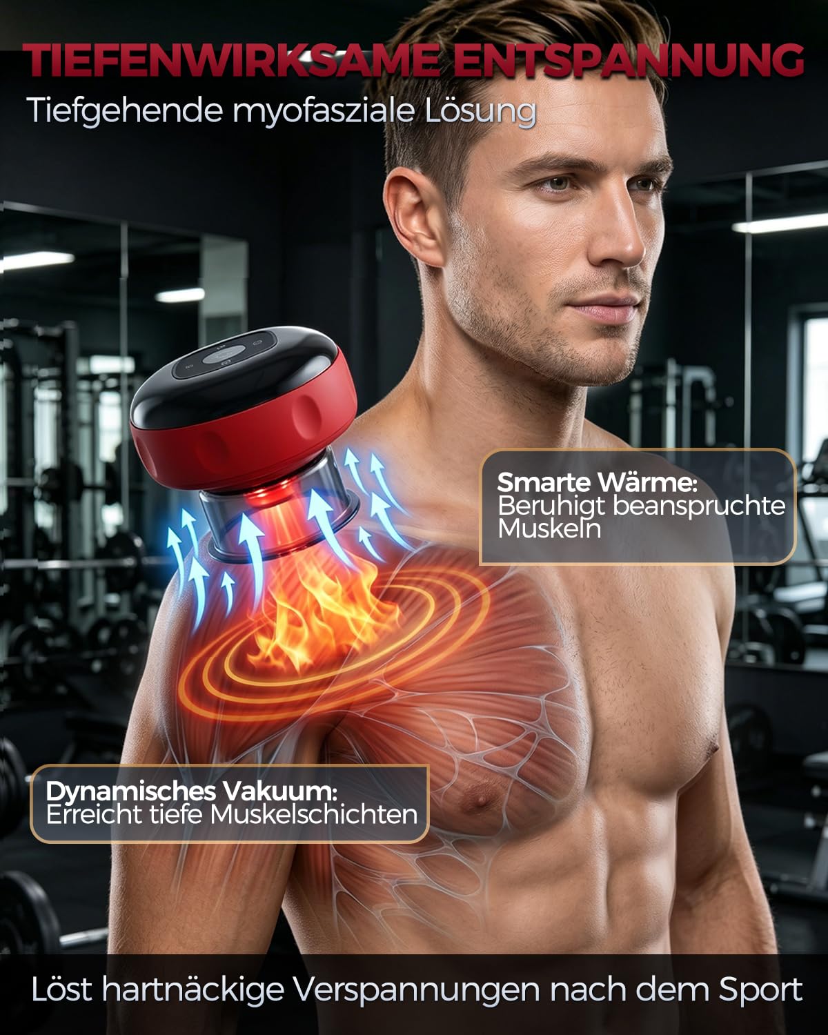 2er Set Elektrisches Schröpfgerät für Muskelentspannung, Vakuum Massagegerät mit Wärme, Faszienlösung & Recovery für Waden & Rücken, Sport Zubehör für Athleten