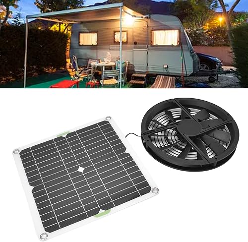 Miniatura 5 de Kit de ventilador de panel solar, ventilador de escape solar impermeable de 100 W 12 V, ventilador portátil con malla de protección metálica