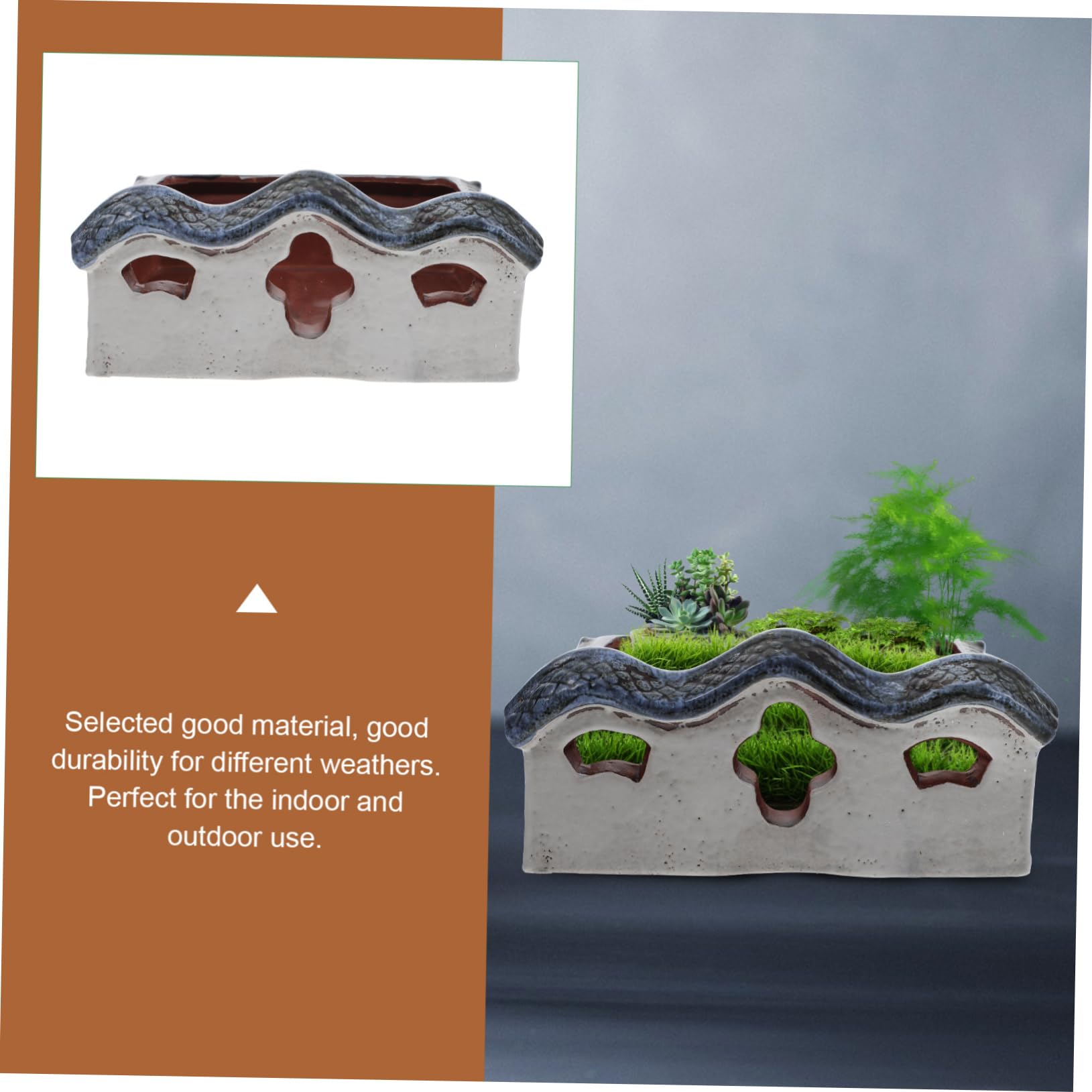Toddmomy Ceramiczny Retro Doniczka Kształcie Domku Kreatywny Ozdobny Kwietnik Rośliny Stylowy Flowerpot Do Ogrodu Lub Dekoracji Wnętrz