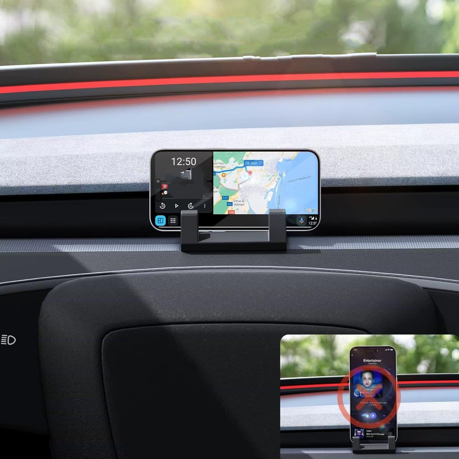 Soporte Teléfono Silicona Coche para Tesla para ModelY 3 2017-2023
