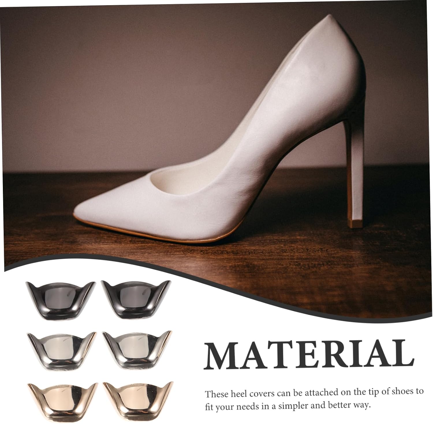 Metal Pointed Toe Guards for High Heels 3 Pairs Protective