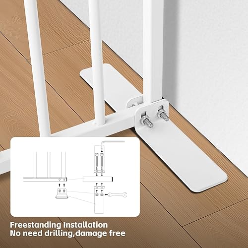 Miniatura 2 de Puerta corta independiente para perros, puerta pequeña de 13 pulgadas de alto para mascotas, fácil de pasar, puerta de metal expandible de 16 a 44