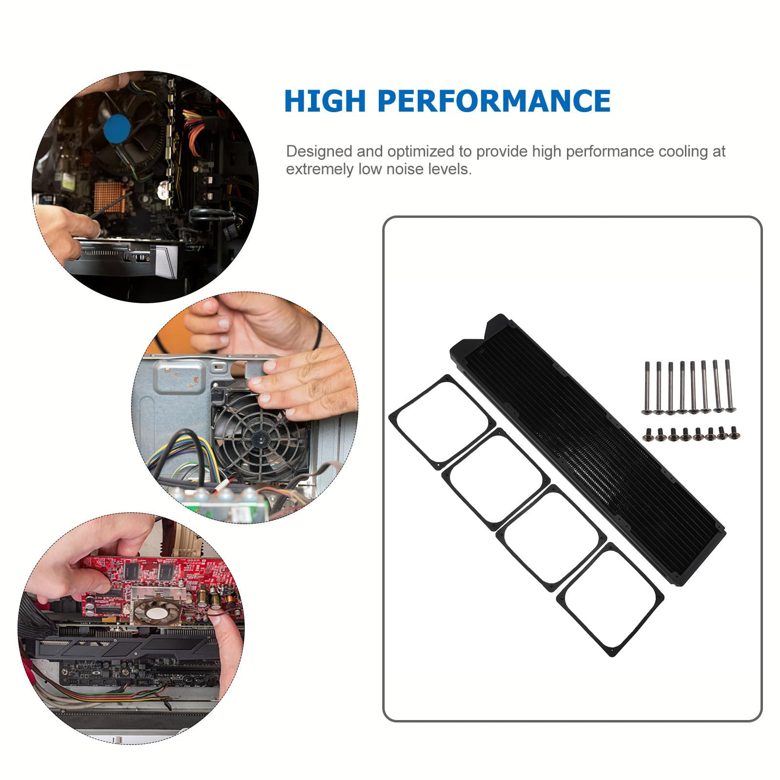Radiateur de Refroidissement par Eau en Cuivre 48cm Noir