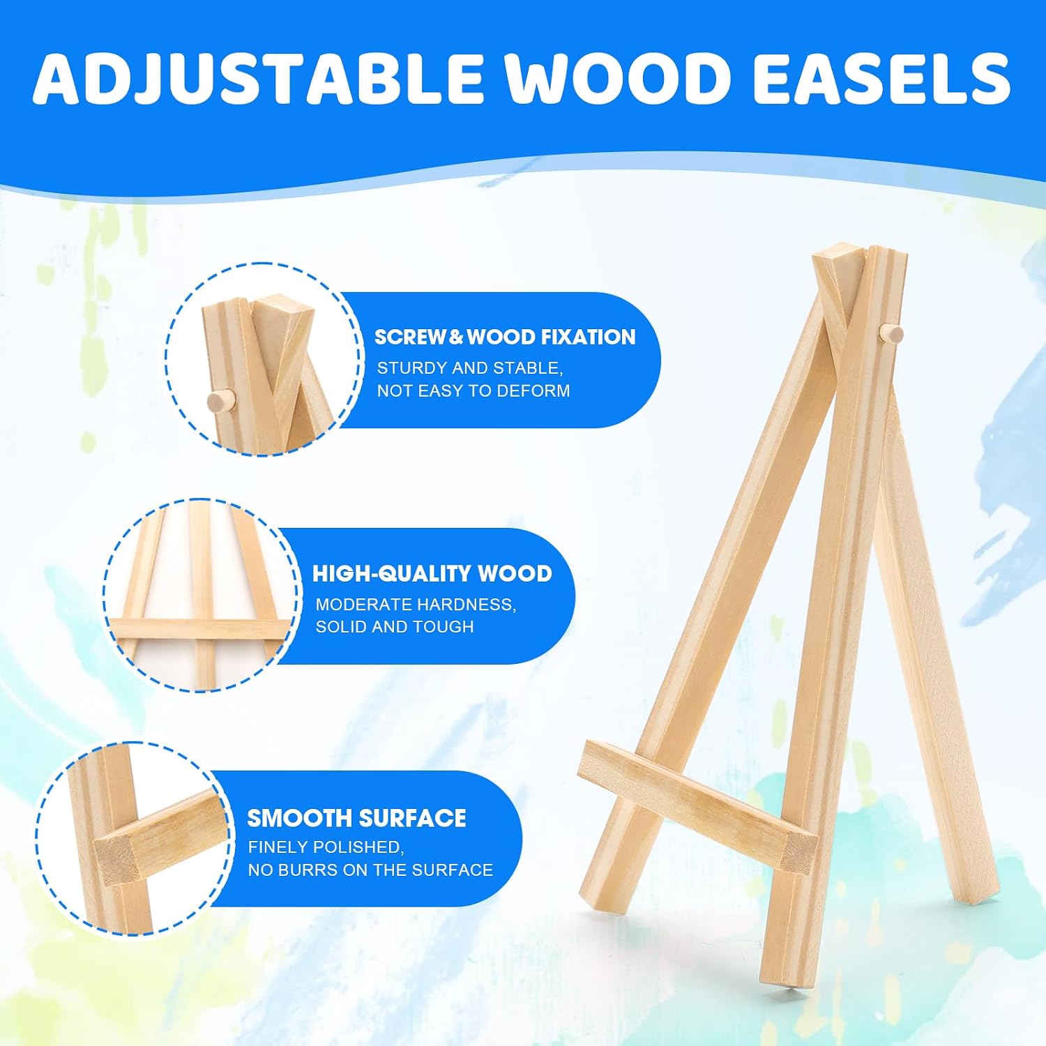 ESRICH 24 Pack Mini Canvas with Easel Set, 4x4” Small Canvases for Painting
