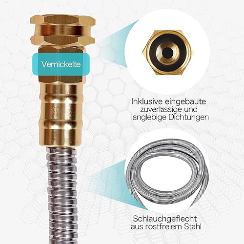 Miniatura 2 de Das perfekte werkzeug Manguera de jardín de metal expandible de 100 pies, manguera de jardín ligera de acero inoxidable 304 con boquilla de 10