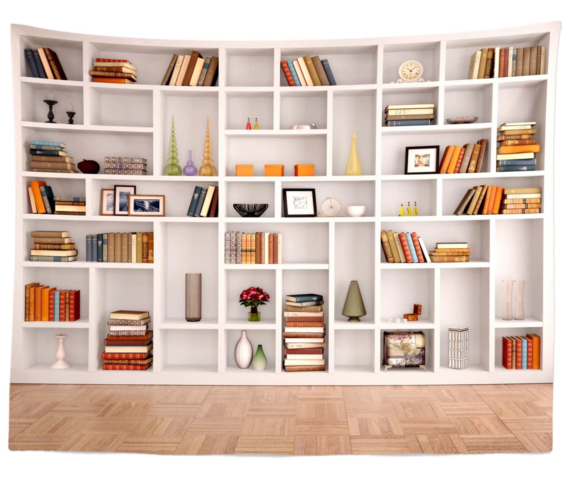Buy Loccor 5x3ft Fabric Modern Bookshelf Backdrop White Bookshelf