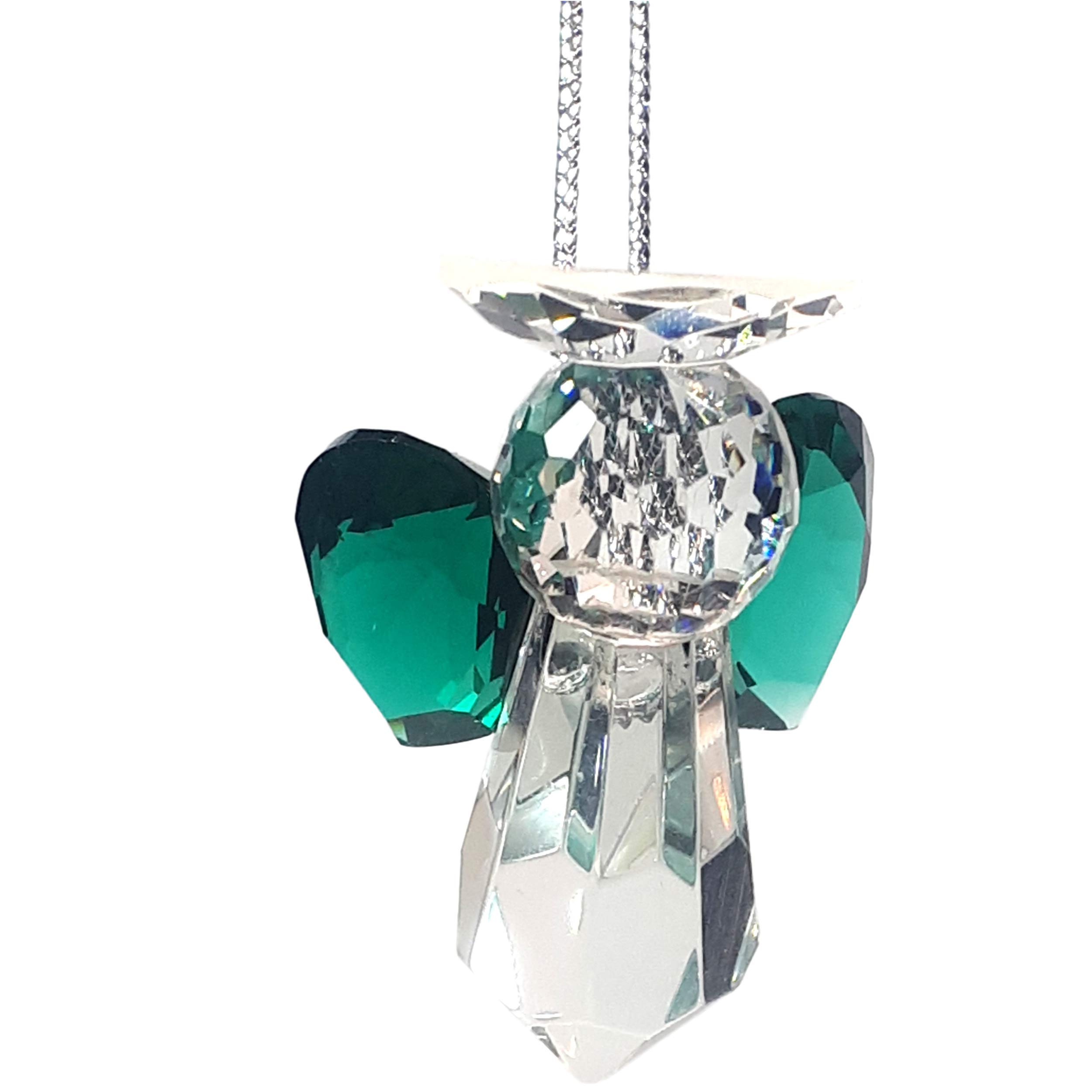 Ornement en Cristal Vert de Haute Qualité Ange Sauvé 5cm