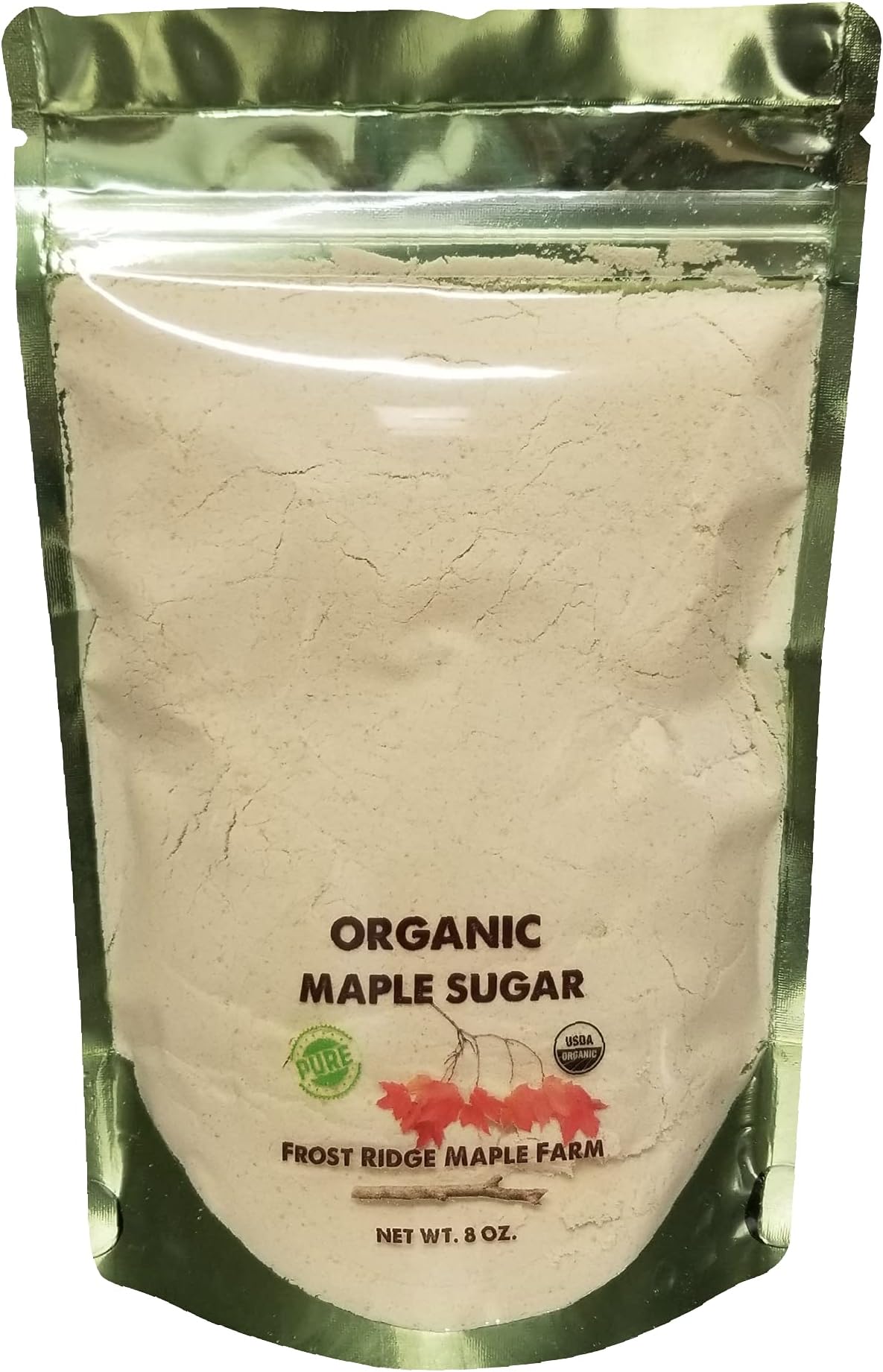 Frost Ridge Maple Farm Powdered Granulated Organic Maple Sugar, Grade A, 8 oz.