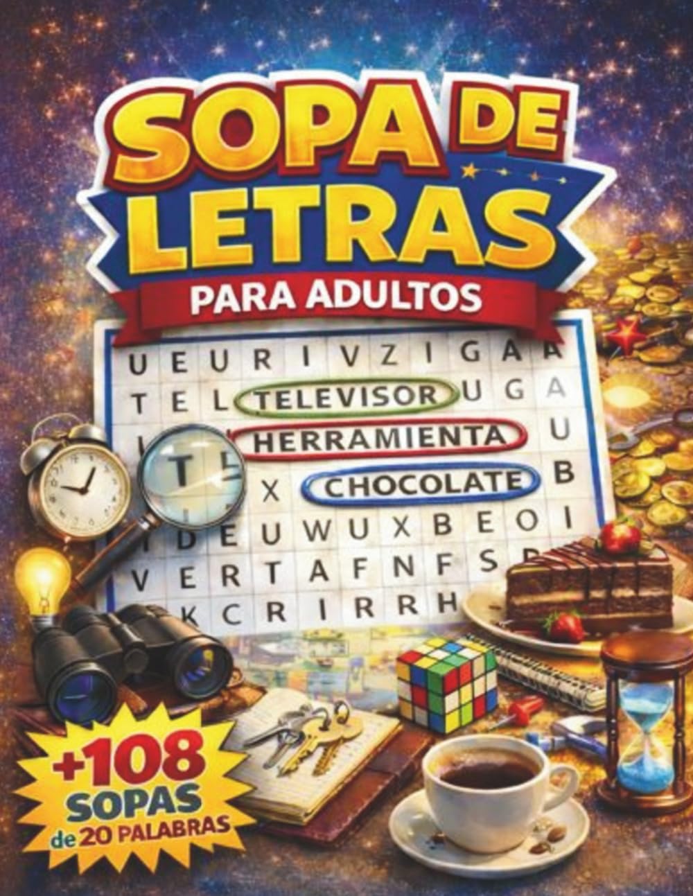 Large Print Word Search in Spanish for Adults: 100+ Sopas de Letras | One Puzzle per Page | Relaxing Brain Games