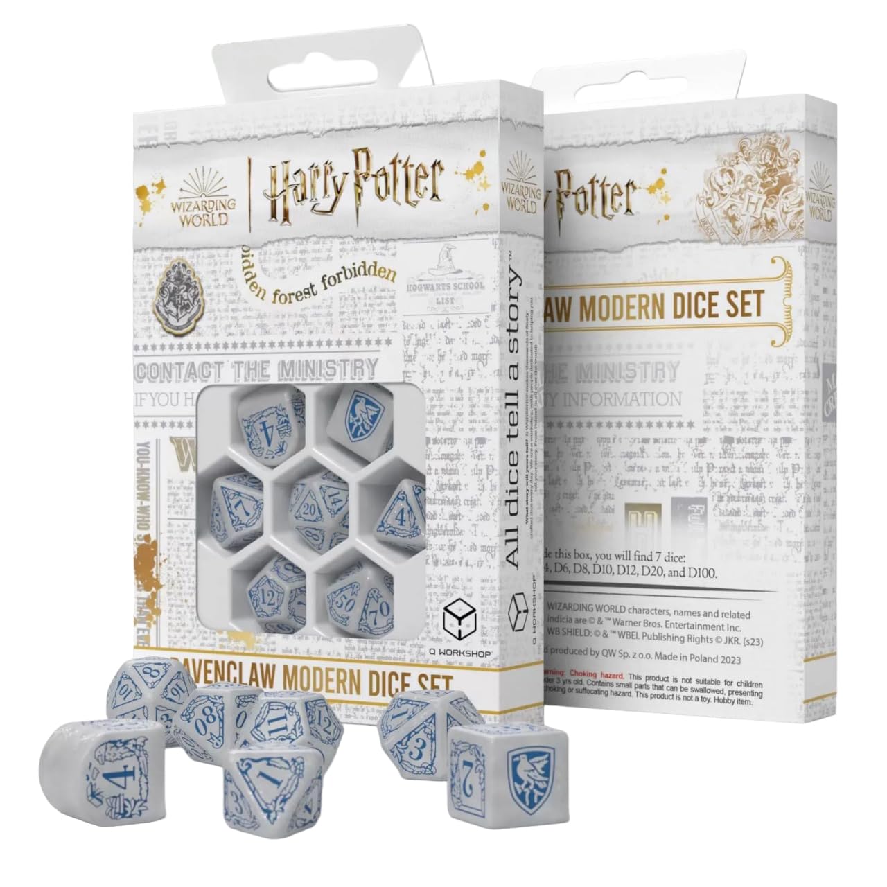 Q-Workshop BNIB Harry Potter. Ravenclaw Modern Dice Set - White