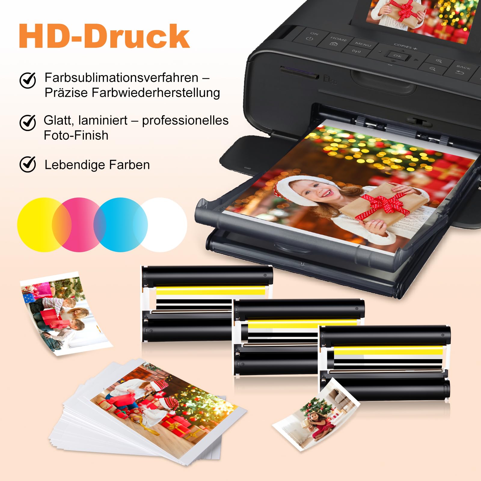 Kompatibel mit Canon Selphy CP1300 CP1500 Tinten und Papier Multipack 108 Fotopapier + 3 Farbkartusche, Ersatz für Canon KP-108IN 3115b001(AA) für Selphy CP Fotodrucker CP1200 CP1000 CP910 CP900
