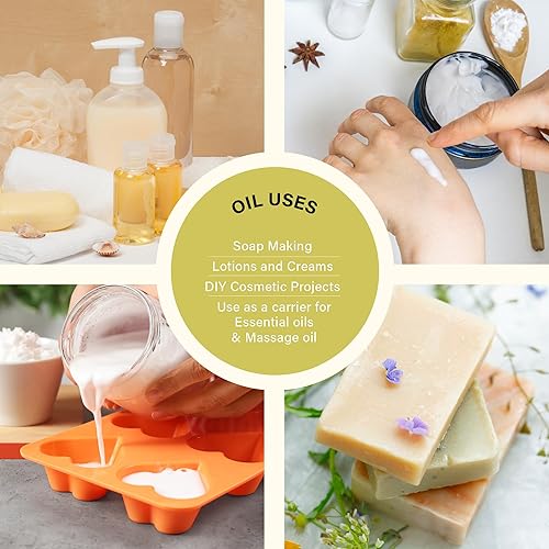 Miniatura 5 de Muestra de aceites para hacer jabón, aceite de coco, aceite de palma, aceite de oliva (32 onzas cada uno)  Aceite portador 100% puro y natural de