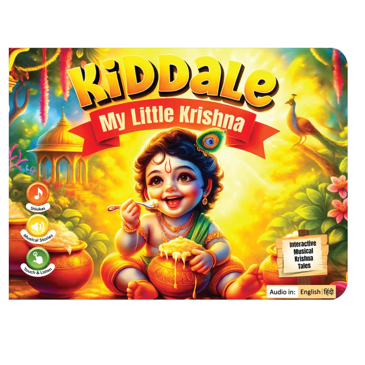 Kiddale My Little Krishna Musical Book | Bilingual Hindi-English Spiritual Sound| Audio Stories, Shloka