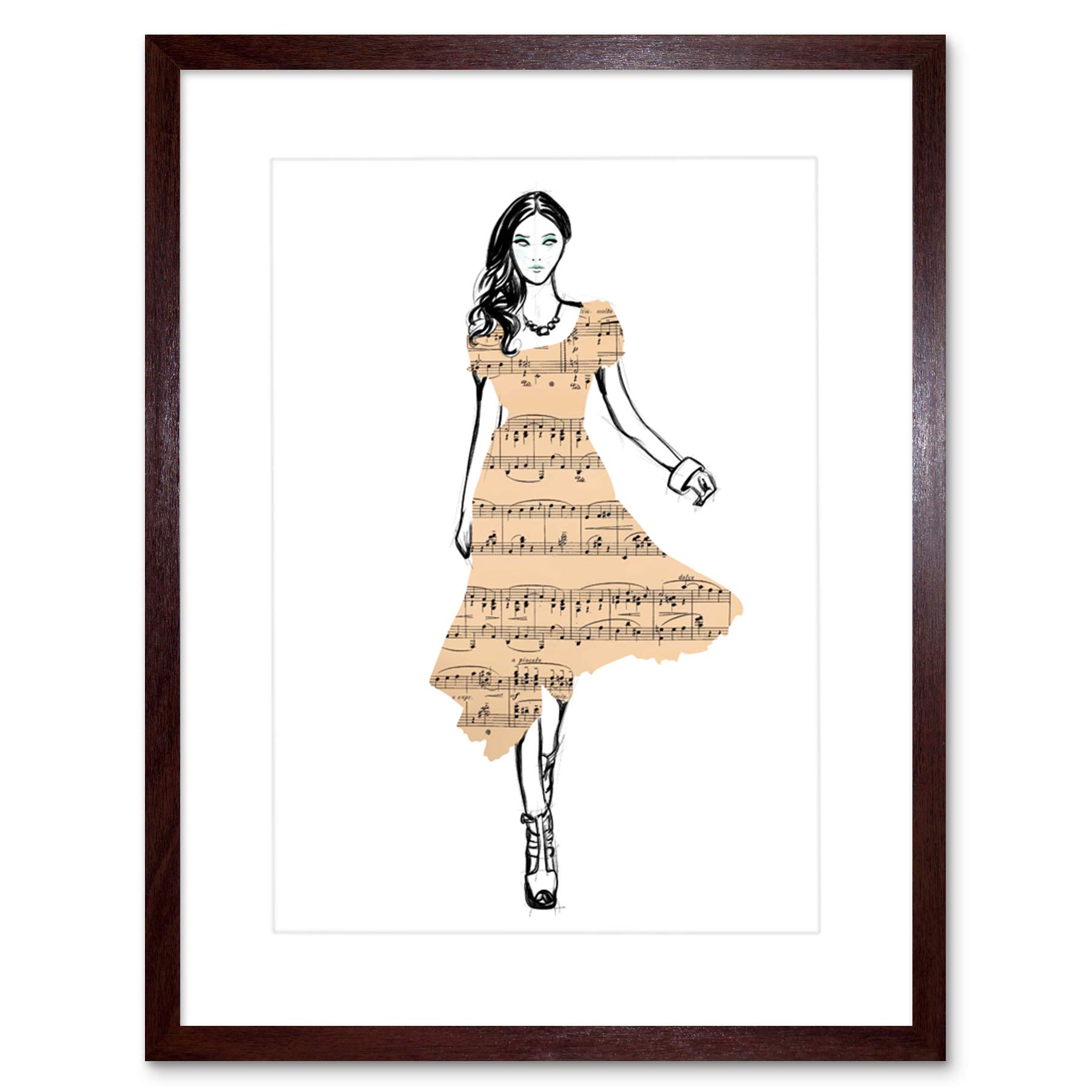 Wee Blue Coo Sheet Music Woman Dress Picture Wall Framed Wall Art Print