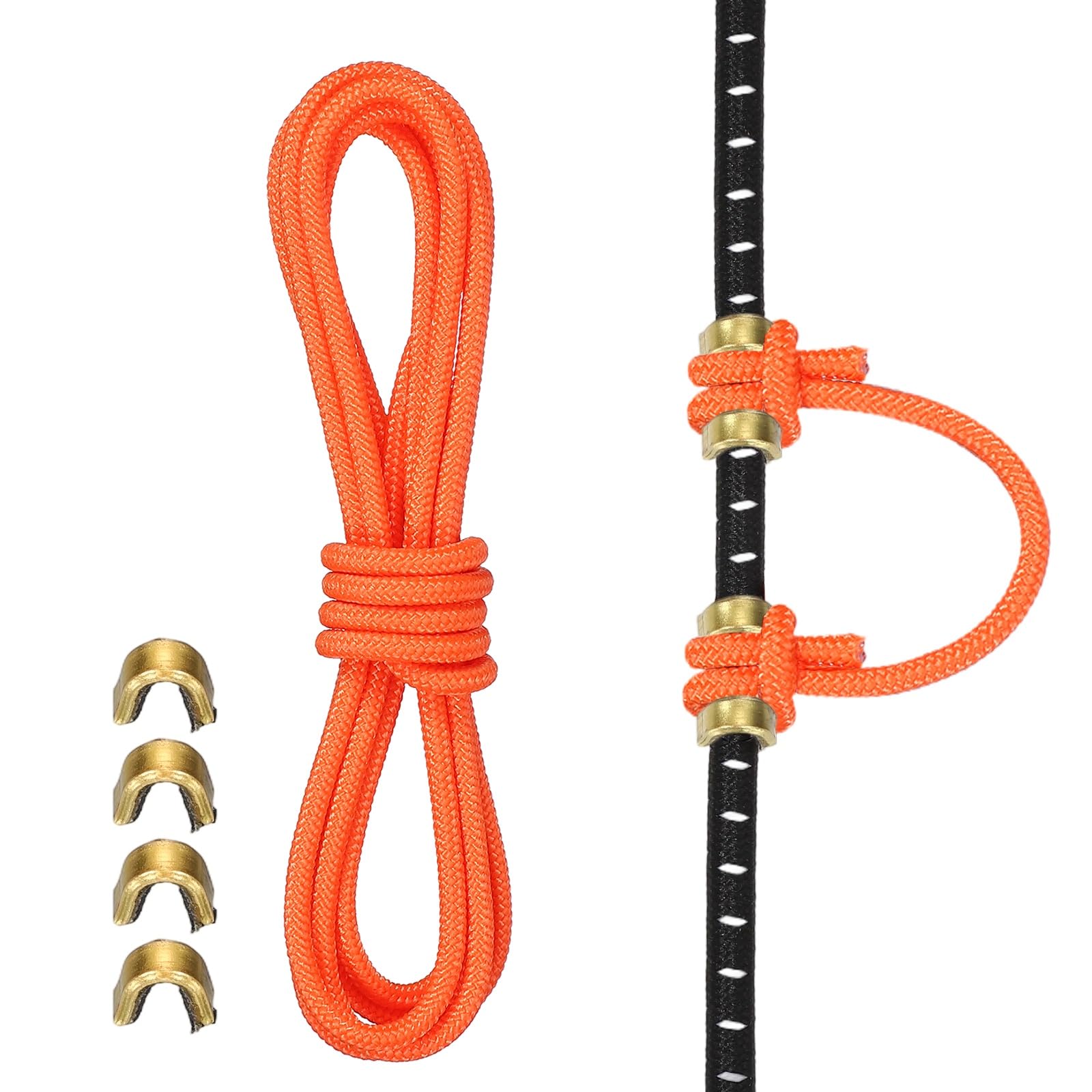 YELARXI Archery D Loop Rope, Bow String D Loop Rope Thread Release Material with Brass Nock Points 3 ft & Orange -Fitting for (Compound Bow Strings/Archery Accessories) — image 1