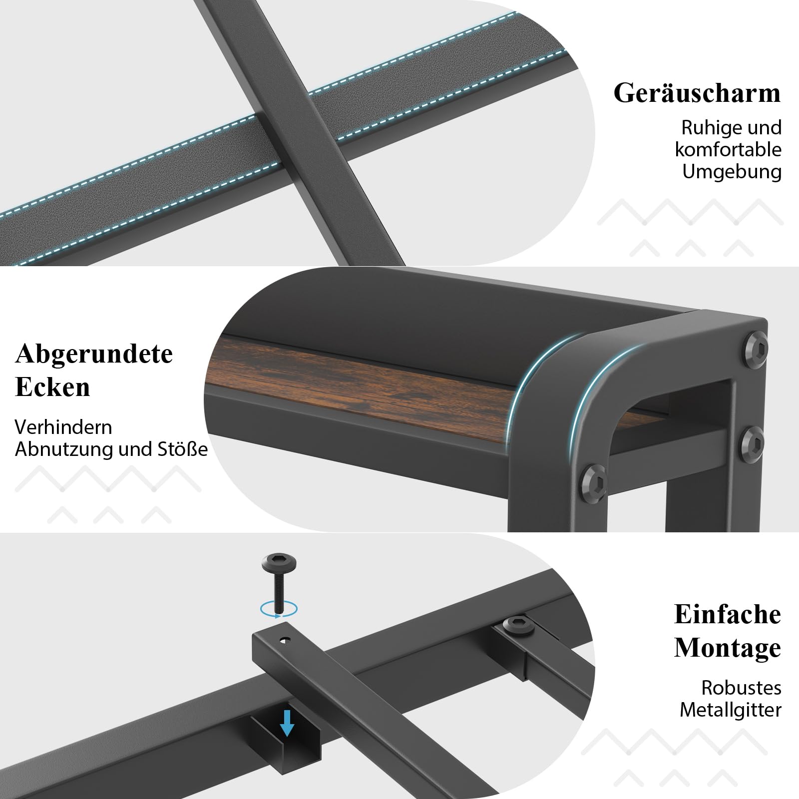 E-Motie Bett 180x200，Polsterbett mit Sternenprojektor, Ladestation und Aufbewahrungsbank， Doppelbettgestell 180 x 200 cm mit Gepolstertes Kopfteil und Lattenrost, Geräuschlos, Modern, Schwarz