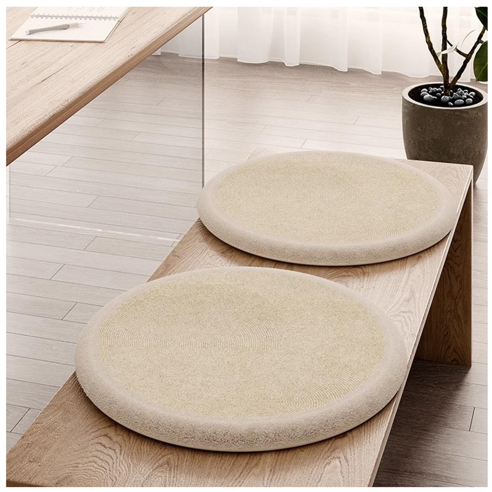 PIPOEI Set of 2 Round Chair Cushions, Velvet Seat Cushions Non-Slip Washable Cushion Seat Pad Chair Pad for Home, Kitchen, Dining Room, Garden, Office 18,28cm