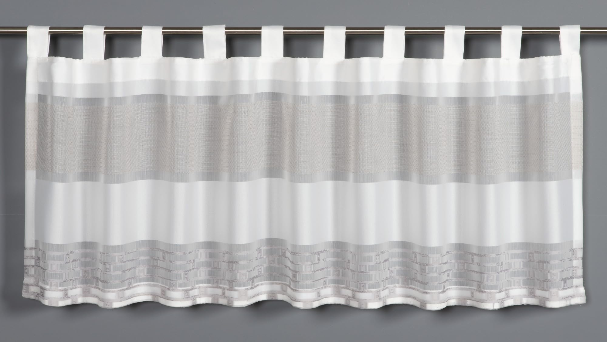 Gardinia Bistro Curtain Jacquard Stripes Beige 140 x 45 cm