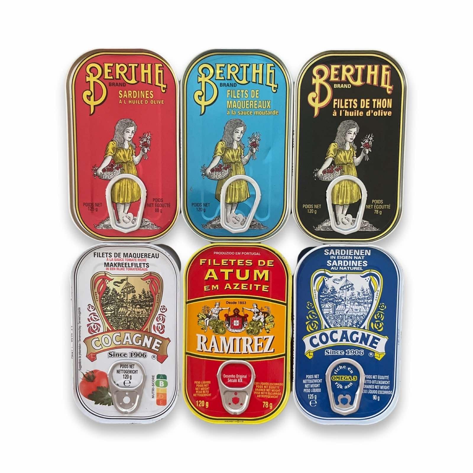 Portuguese Sardines Tuna Fillets & Mackerel Fillets Canned Variation Set - 6 Types - Berthe - Cocagne - Ramirez - Portugal