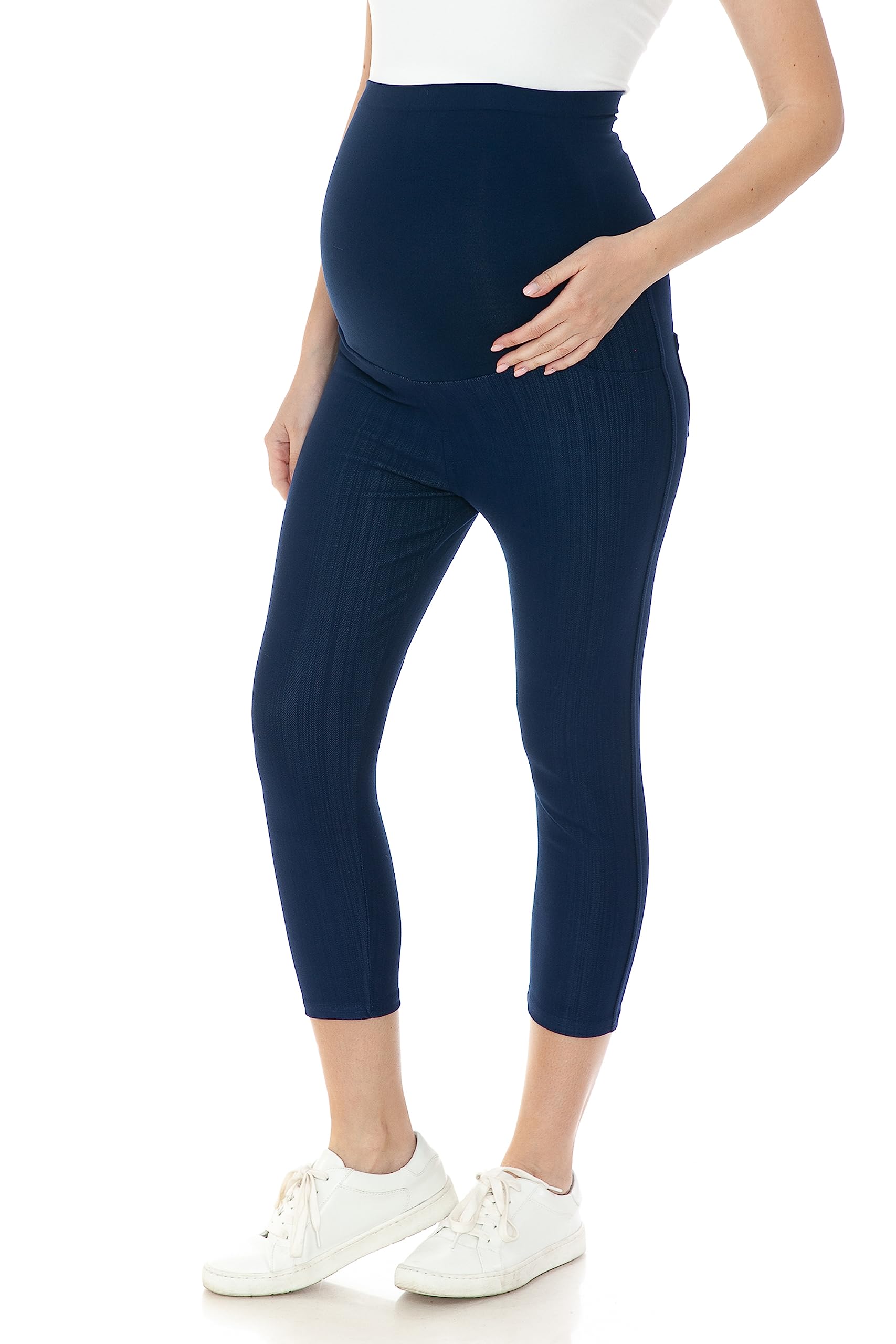 Leggings Depot Damen Umstandsjeans mit Taschen Bequeme Stretch Schwangerschaftshose Denim Jeggings