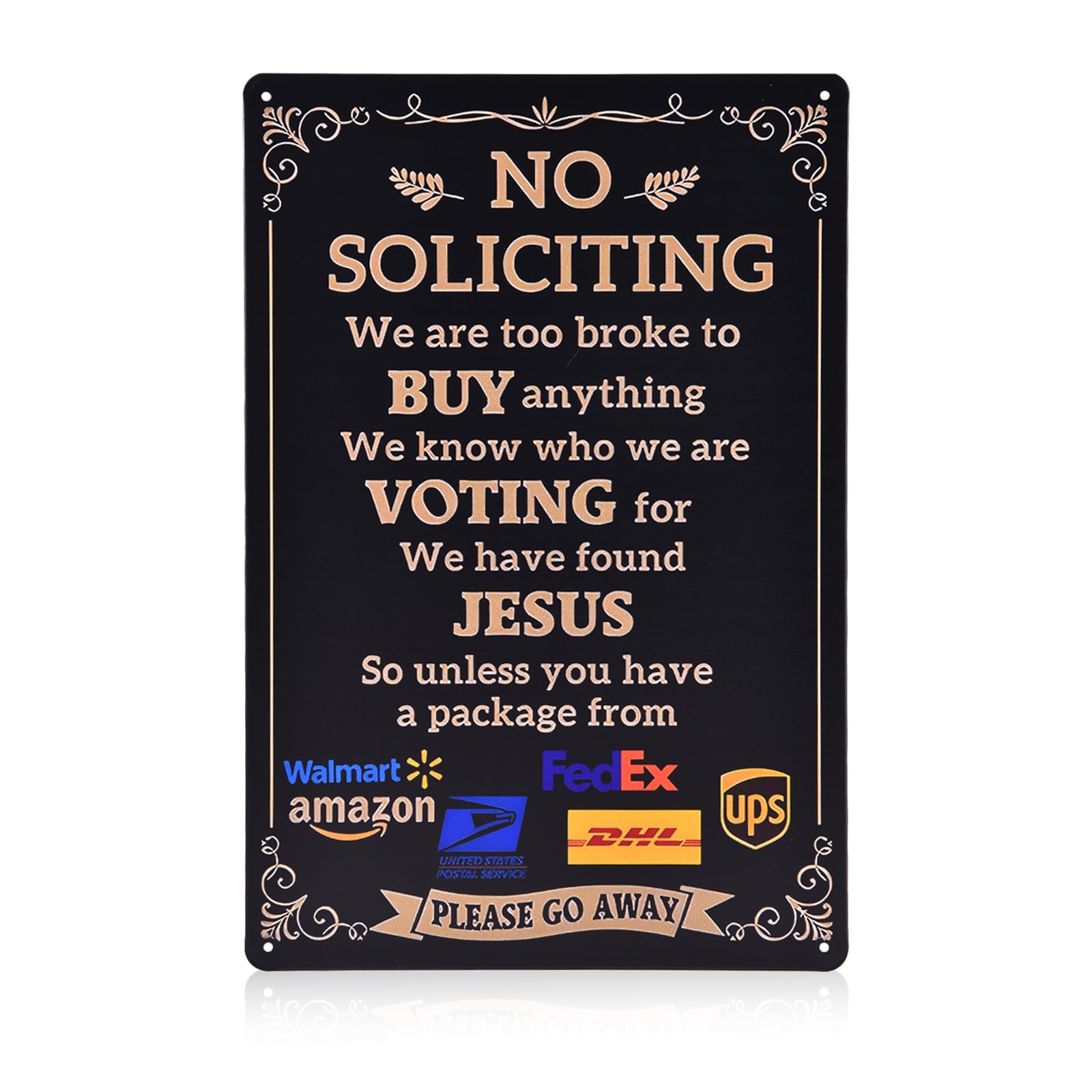 No Soliciting Sign for House,Humorous No Soliciting Sign for Front Door,Humorous Anti-Salesman Door Hanger Outdoor Yard Sign for Home and Front Door,12x8 Inches Weatherproof Aluminum Sign-image-12