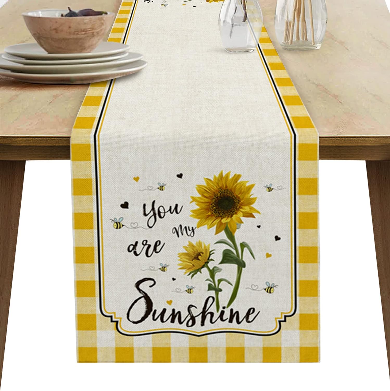 Homeown Rustic Plaid Table Runner, Heat Resistant Table